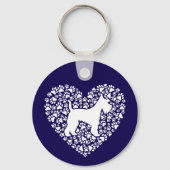 Schnauzer Silhouette Heart Paws Print - Dog Lover Sleutelhanger (Achterkant)
