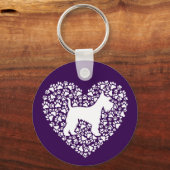 Schnauzer Silhouette Heart Paws Print - Dog Lover Sleutelhanger (Voorkant)