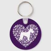 Schnauzer Silhouette Heart Paws Print - Dog Lover Sleutelhanger (Achterkant)