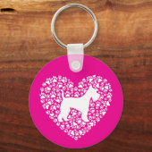 Schnauzer Silhouette Heart Paws Print - Dog Lover Sleutelhanger (Voorkant)