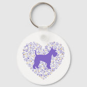 Schnauzer Silhouette Heart Paws Print - Dog Lover Sleutelhanger (Voorkant)