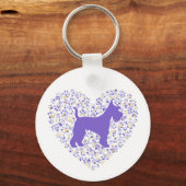 Schnauzer Silhouette Heart Paws Print - Dog Lover Sleutelhanger (Voorkant)
