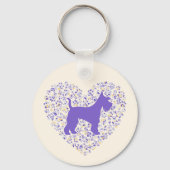 Schnauzer Silhouette Heart Paws Print - Dog Lover Sleutelhanger (Achterkant)