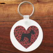 Schnauzer Silhouette Heart Paws Print - Dog Lover Sleutelhanger (Voorkant)