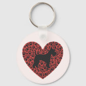 Schnauzer Silhouette Heart Paws Print - Dog Lover Sleutelhanger (Achterkant)