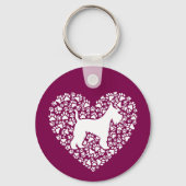 Schnauzer Silhouette Heart Paws Print - Dog Lover Sleutelhanger (Voorkant)