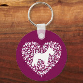 Schnauzer Silhouette Heart Paws Print - Dog Lover Sleutelhanger (Voorkant)