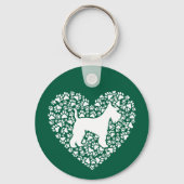 Schnauzer Silhouette Heart Paws Print - Dog Lover Sleutelhanger (Achterkant)