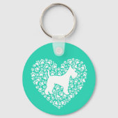Schnauzer Silhouette Heart Paws Print - Dog Lover Sleutelhanger (Voorkant)