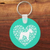 Schnauzer Silhouette Heart Paws Print - Dog Lover Sleutelhanger (Voorkant)