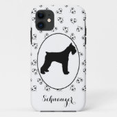 Schnauzer Silhouette Hearts en Paw Prints Case-Mate iPhone Case (Achterkant)
