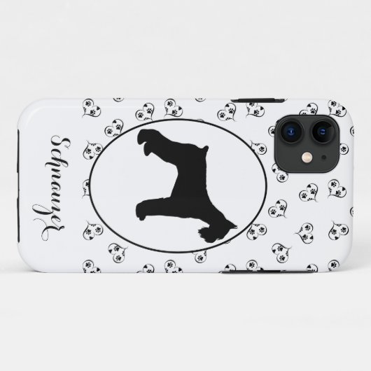 Schnauzer Silhouette Hearts en Paw Prints Case-Mate iPhone Case (Achterkant (horizontaal))