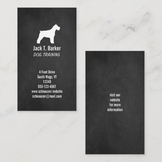 Schnauzer Silhouette - Krijtbordstijl Visitekaartje (Voorkant / Achterkant)