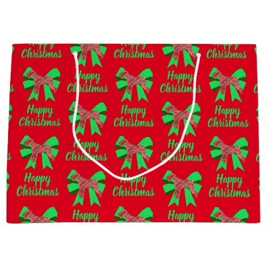 Schnauzer Silhouette Red Kersthond en Green Bow Groot Cadeauzakje (Voorkant)