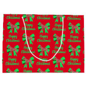 Schnauzer Silhouette Red Kersthond en Green Bow Groot Cadeauzakje (Achterkant)