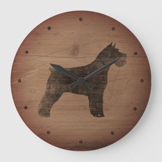 Schnauzer Silhouette Rustic Grote Klok (Voorkant)