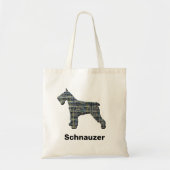 Schnauzer Silhouette Yellow & Black Grid Canvas ta Tote Bag (Voorkant)