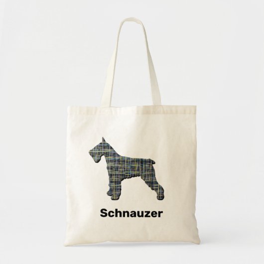 Schnauzer Silhouette Yellow & Black Grid Canvas ta Tote Bag (Voorkant)