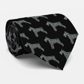 Schnauzer Silhouette Yellow & Black Grid Stropdas (Opgerold)