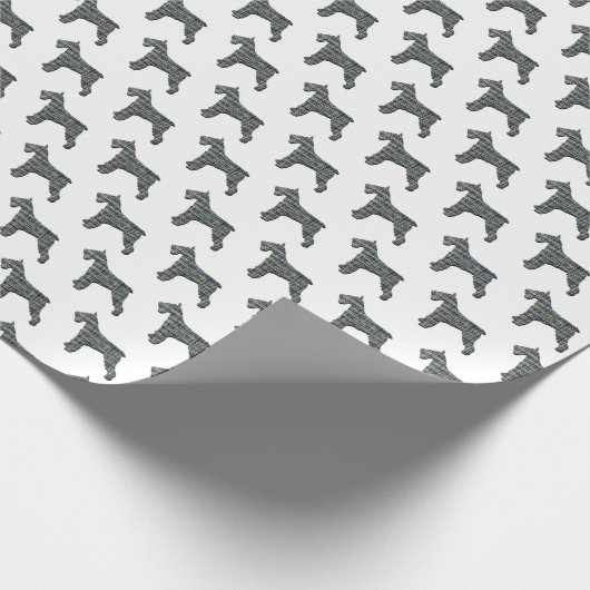 Schnauzer Silhouette Yellow & Black Grid Wrapping Cadeaupapier (Hoek)