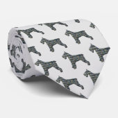 Schnauzer Silhouette Yellow & Blk Grid Light Grey Stropdas (Opgerold)