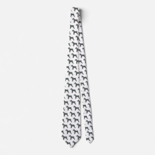 Schnauzer Silhouette Yellow & Blk Grid White Stropdas