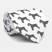 Schnauzer Silhouette Yellow & Blk Grid White Stropdas (Opgerold)