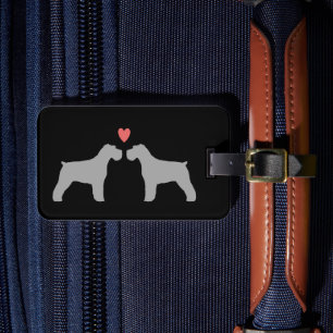 Schnauzer Silhouetten met Hart Bagagelabel