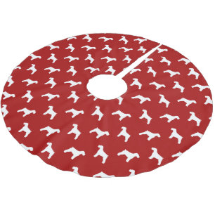 Schnauzer Silhouetten Patroon Rood Kerstboom Rok