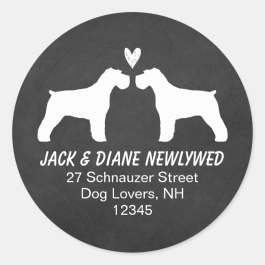 Schnauzer Silhouetten Retouradres Ronde Sticker (Voorkant)