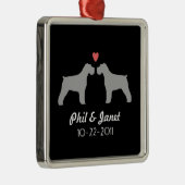 Schnauzer Silhouettes Love Dogs Pas getrouwd Custo Metalen Ornament (Rechts)