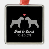 Schnauzer Silhouettes Love Dogs Pas getrouwd Custo Metalen Ornament (Voorkant)