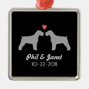 Schnauzer Silhouettes Love Dogs Pas getrouwd Custo Metalen Ornament