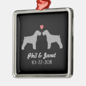 Schnauzer Silhouettes Love Dogs Pas getrouwd Custo Metalen Ornament (Links)