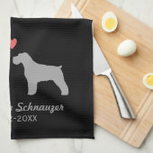 Schnauzer Silhouettes met hart en tekst Theedoek (Quarter Fold)
