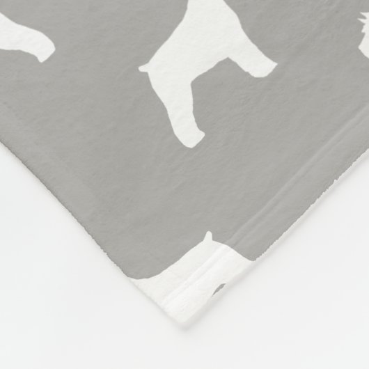 Schnauzer Silhouettes Pattern White en Grey Fleece Deken (Hoek)