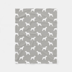 Schnauzer Silhouettes Pattern White en Grey Fleece Deken