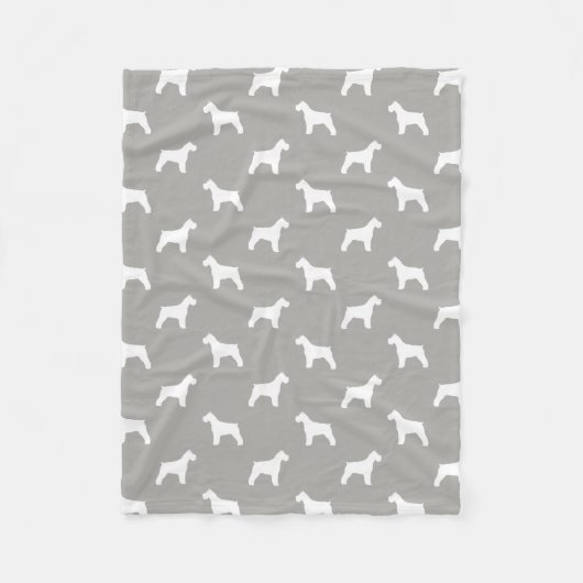 Schnauzer Silhouettes Pattern White en Grey Fleece Deken (Voorkant)