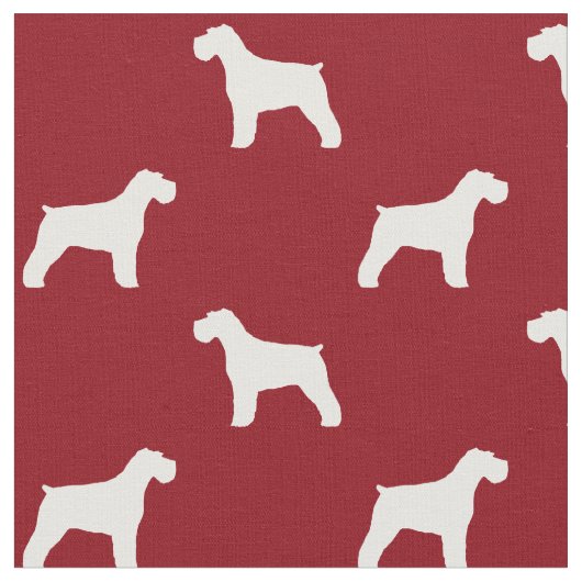 Schnauzer Silhouettes Red en White Patterned Stof (Close Up)