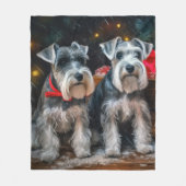 Schnauzer Sneeuw Slede Kerst Decoratie Fleece Deken (Voorkant)