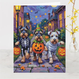 Schnauzer snoep vragen in Halloween kostuums Kaart