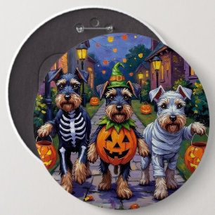 Schnauzer snoep vragen in Halloween kostuums Ronde Button 6,0 Cm