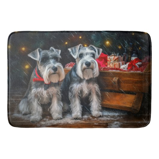 Schnauzer Snowy Sleigh Kerstdecoratie Badmat (Voorkant)