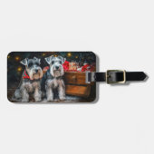 Schnauzer Snowy Sleigh Kerstdecoratie Bagagelabel (Voorkant horizontaal)