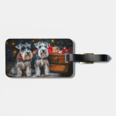 Schnauzer Snowy Sleigh Kerstdecoratie Bagagelabel (Achterkant horizontaal)