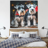 Schnauzer Snowy Sleigh Kerstdecoratie Canvas Afdruk (Insitu (Slaapkamer))