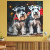 Schnauzer Snowy Sleigh Kerstdecoratie Canvas Afdruk (Insitu (Woonkamer))