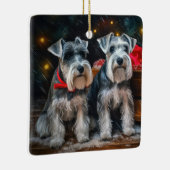 Schnauzer Snowy Sleigh Kerstdecoratie Keramisch Ornament (Rechts)