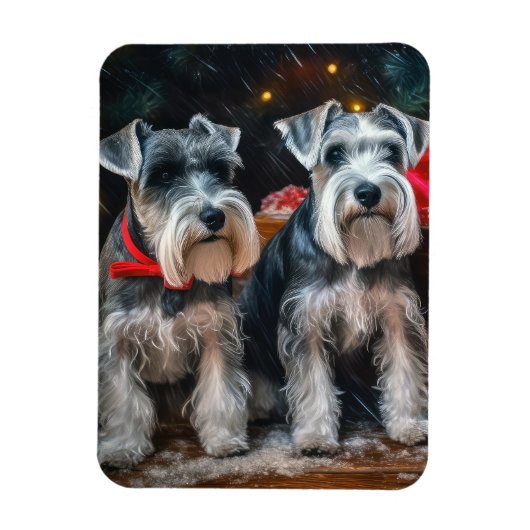 Schnauzer Snowy Sleigh Kerstdecoratie Magneet (Verticaal)