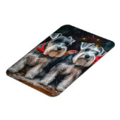Schnauzer Snowy Sleigh Kerstdecoratie Magneet (Linkerzijde)